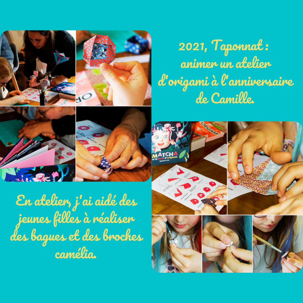 animer atelier d'origami bijoux à l'anniversaire de Camille