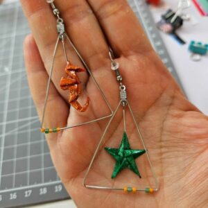 MARIGAMI origami boucles d'oreilles dépareillées étoile et hippocampe