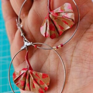 MARIGAMI origami boucles d'oreilles feuille de ginko