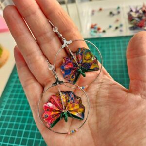 MARIGAMI origami boucles d'oreilles paon