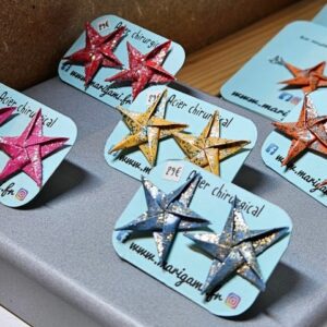 MARIGAMI origami boucles d'oreilles puces étoile pailletée