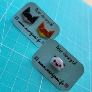 MARIGAMI origami boucles d'oreilles puces loup renard et panda