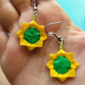 MARIGAMI origami mariage boucles d'oreilles tournesol (2)