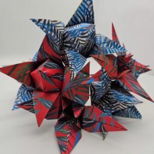 MARIGAMI origami bouquet lotus et iris bleu et rouge