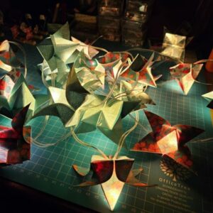 MARIGAMI origami guirlande lumineuse lotus vert