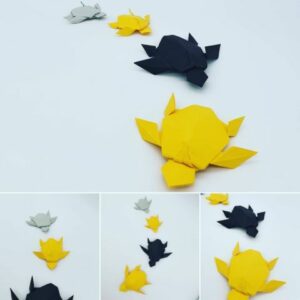 MARIGAMI origami sculpture famille tortue